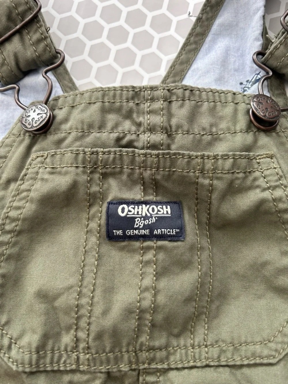 OshKosh B'gosh Kids Olive Overalls with Adjustable Straps. Size 2T